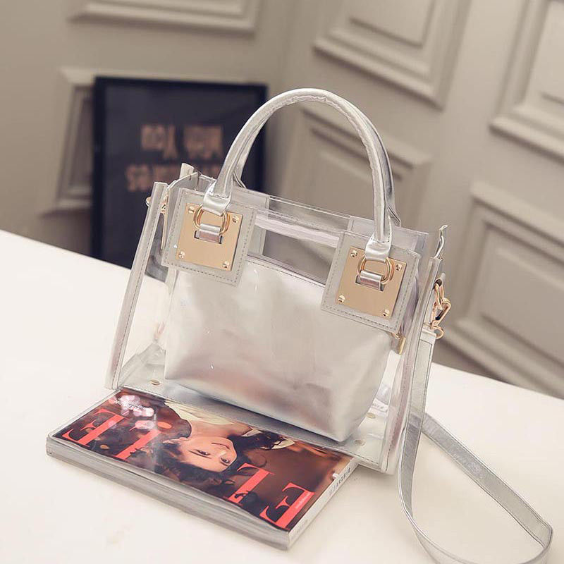 Transparent Beach Handbag with Jelly crystal Purse