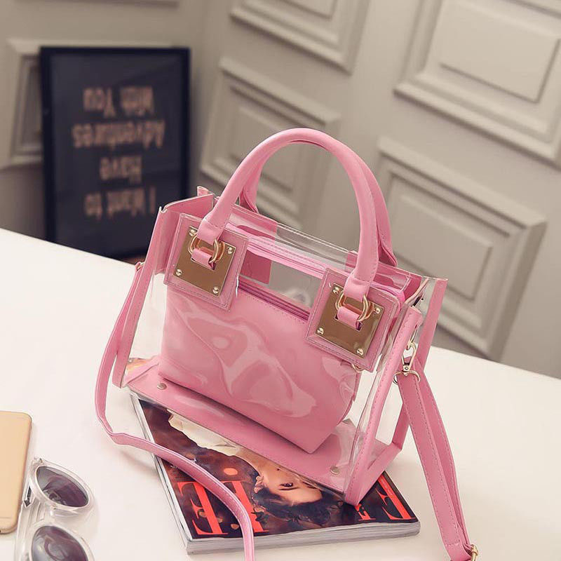 Transparent Beach Handbag with Jelly crystal Purse