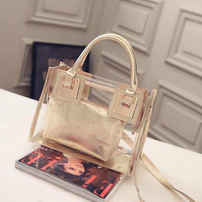 Transparent Beach Handbag with Jelly crystal Purse