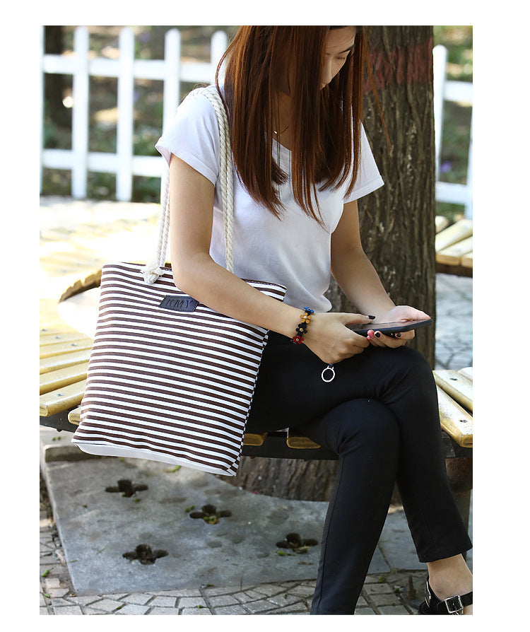Casual Summer Stripe Tote Beach Bag