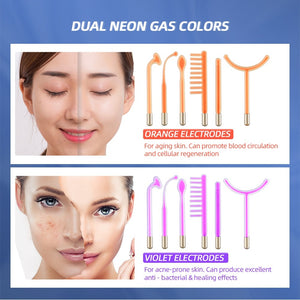 New 6 in 1 High Frequency Electrode Wand Electrotherapy Glass Tube Anti Wrinkle