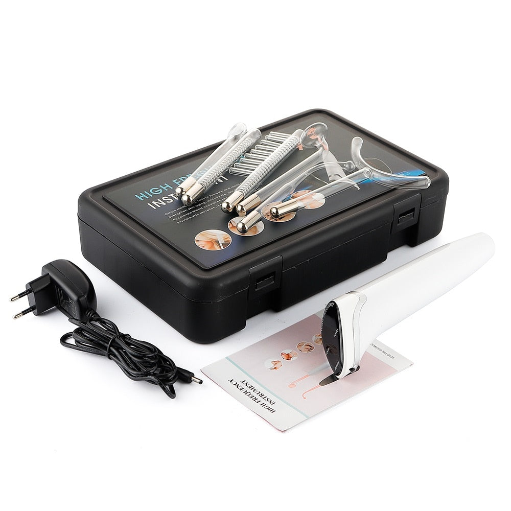 New 6 in 1 High Frequency Electrode Wand Electrotherapy Glass Tube Anti Wrinkle