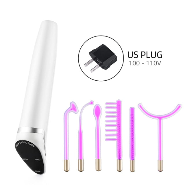 New 6 in 1 High Frequency Electrode Wand Electrotherapy Glass Tube Anti Wrinkle
